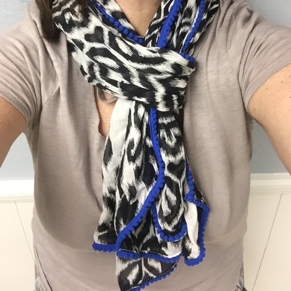 Adorable scarf w royal blue accents