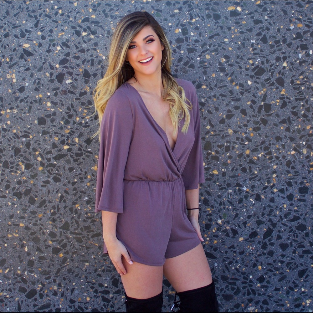 Mauve Bell Sleeve Romper
