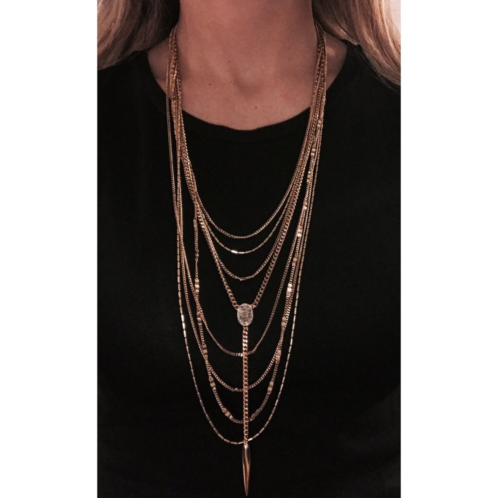Vince Camuto multi chain long necklace with stone