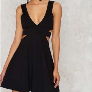 Nasty Gal Black Cut Out Skater Dress