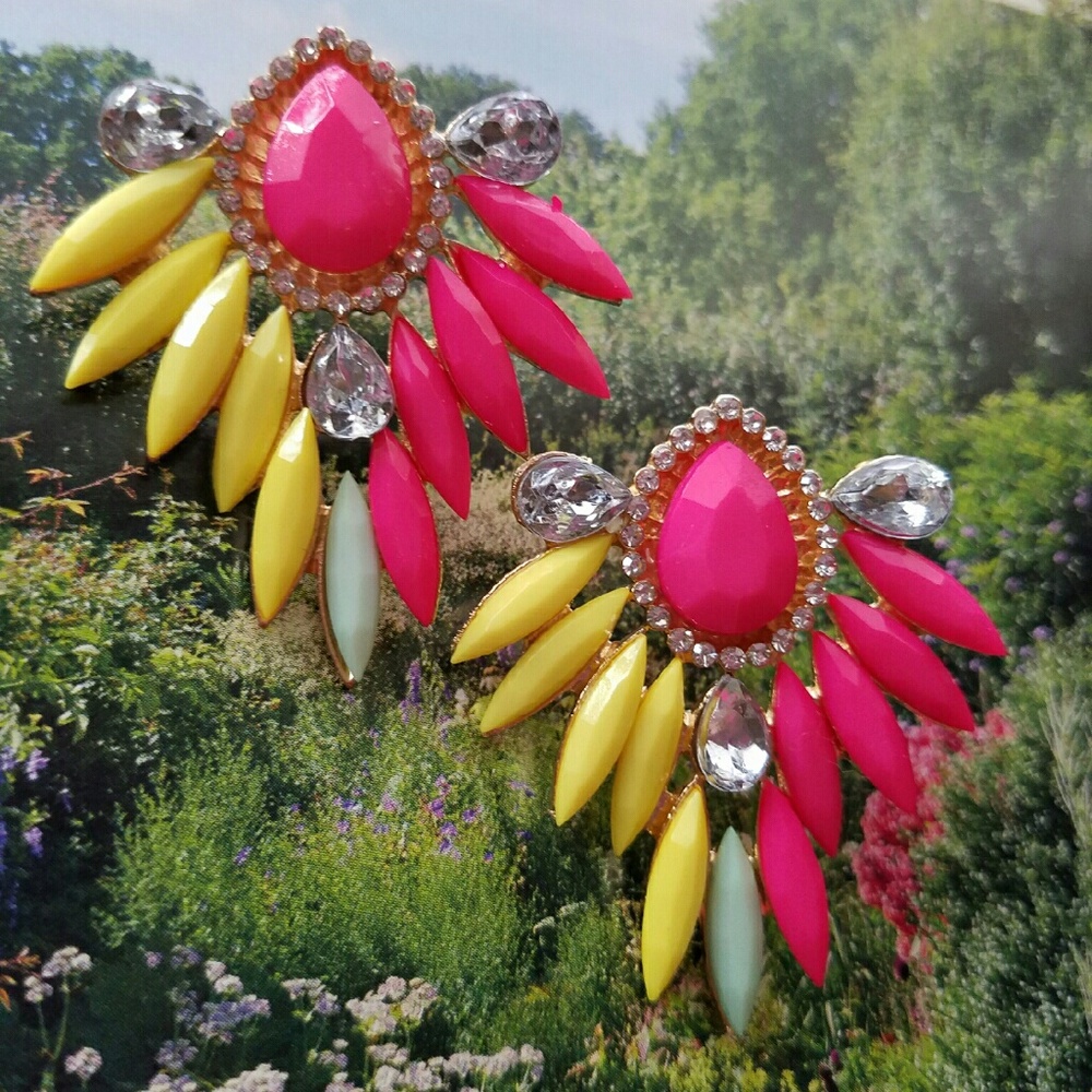 Gorgeous Statement Multi-colored Earrings NWOT