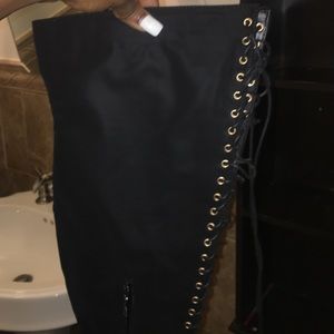Thigh high boots.