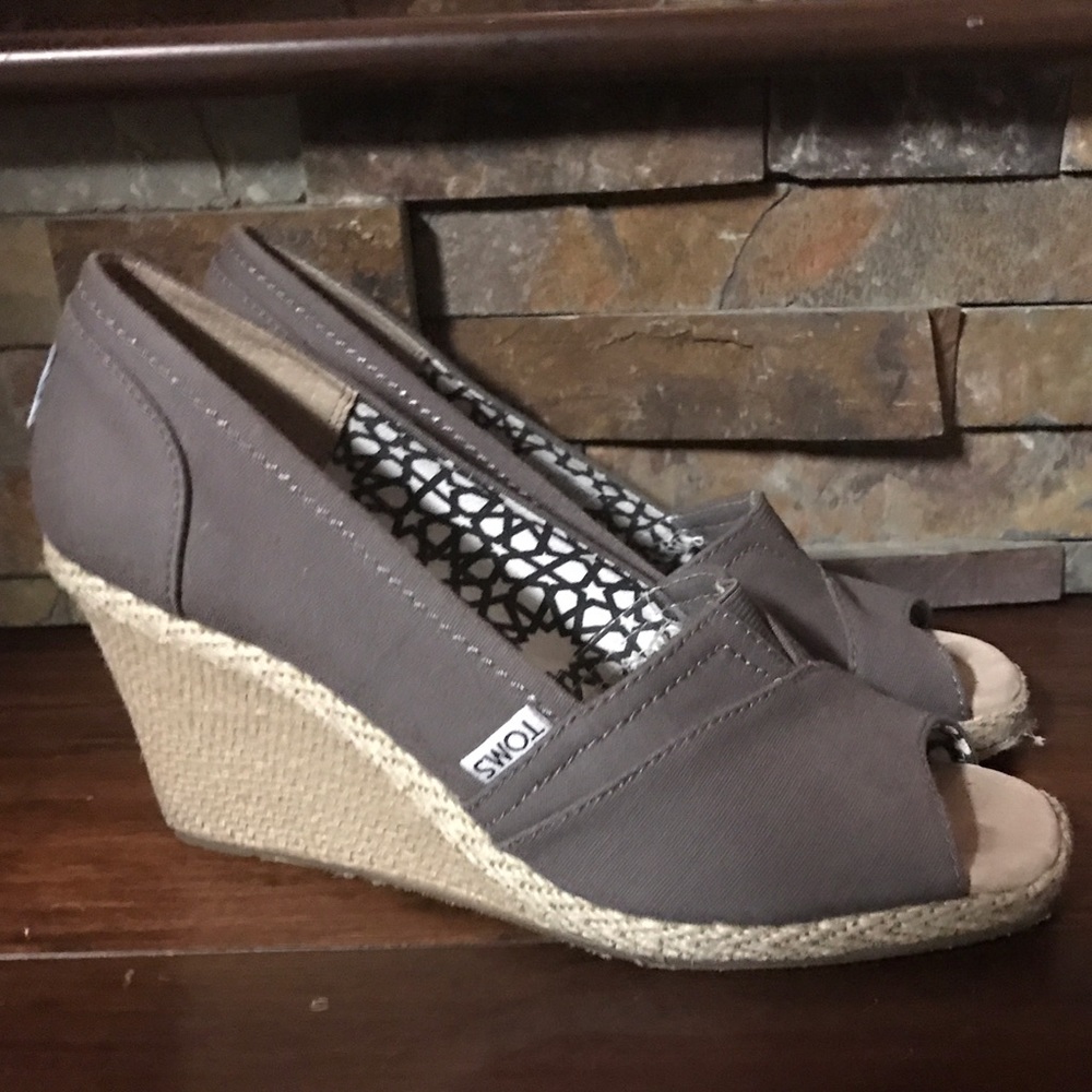 Toms Wedges Grey