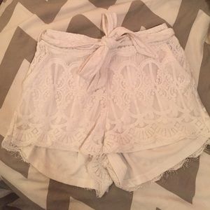 Lacy White Tie Up Shorts