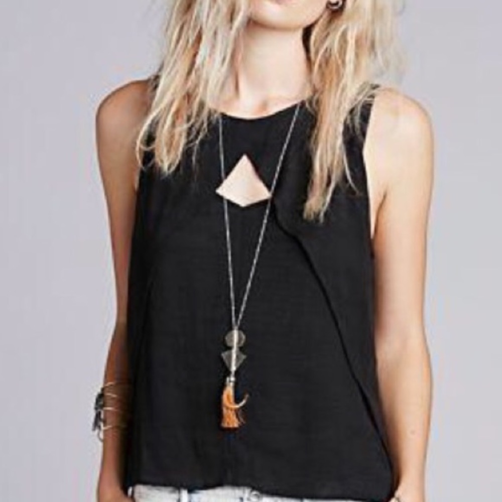 Free People "Look Through" tank in black