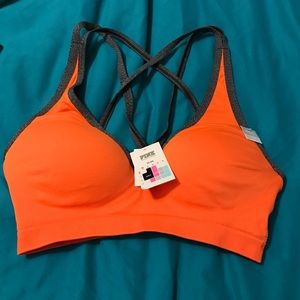Vs pink cross cross sports bra push up M NWT