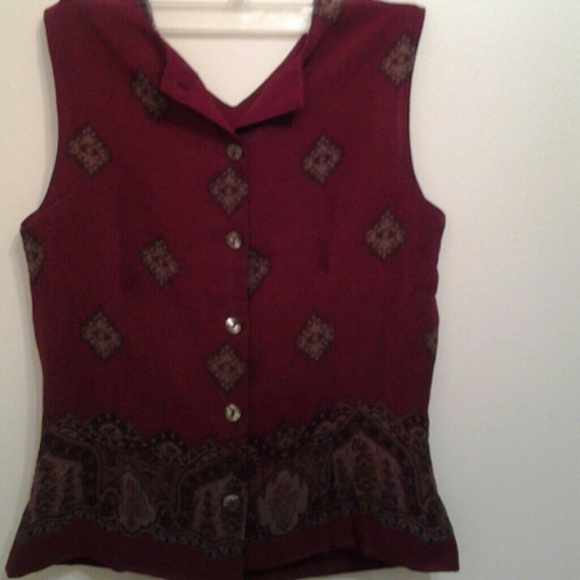 Vintage Silk top, Burgundy patterned - Picture 2 of 4