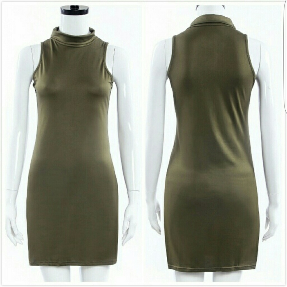 HP  OLIVE SLEEVELESS DRESS - Picture 2 of 3