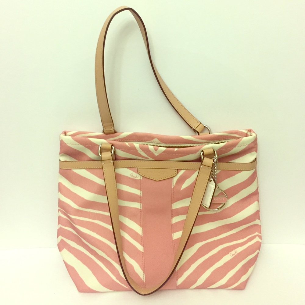 NWOT Coach Peyton zebra striped tote