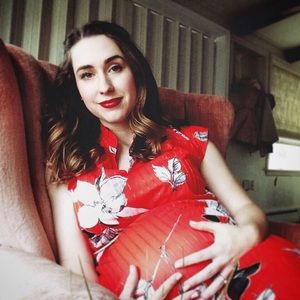 Vintage Red Floral Print Dress