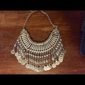 Bohemian coin collar necklace