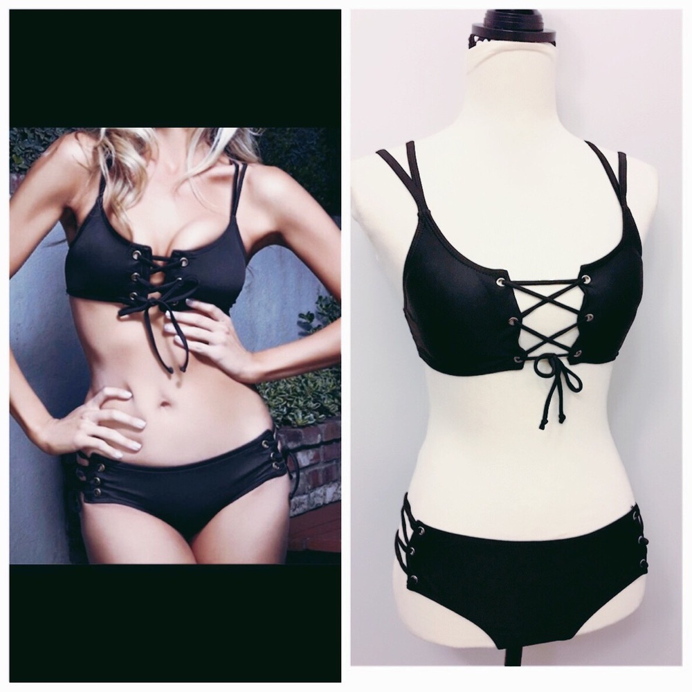 NEW Black corset 2pcs bikini set - Picture 2 of 4