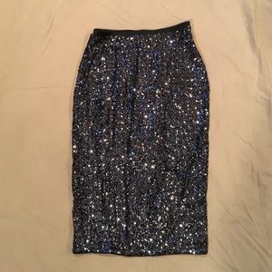 Black and silver sequined pencil skirt...