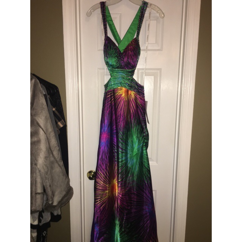 Multi Colored m, Beaded, Racer Back, Gown