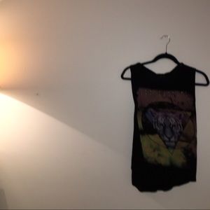 Black sleeveless studded tiger shirt
