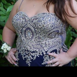 Blue and gold/ silver sequined homecoming dress