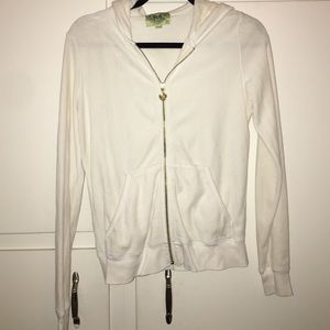 Bright white Juicy Couture velour zip up sweater