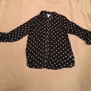Black button up polka Dot shirt..
