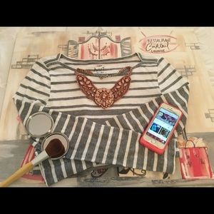 J. Crew Gray and White Striped Shirt