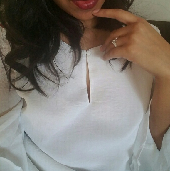 INGRID WHITE RUFFLE SLEEVE TOP - Picture 5 of 5