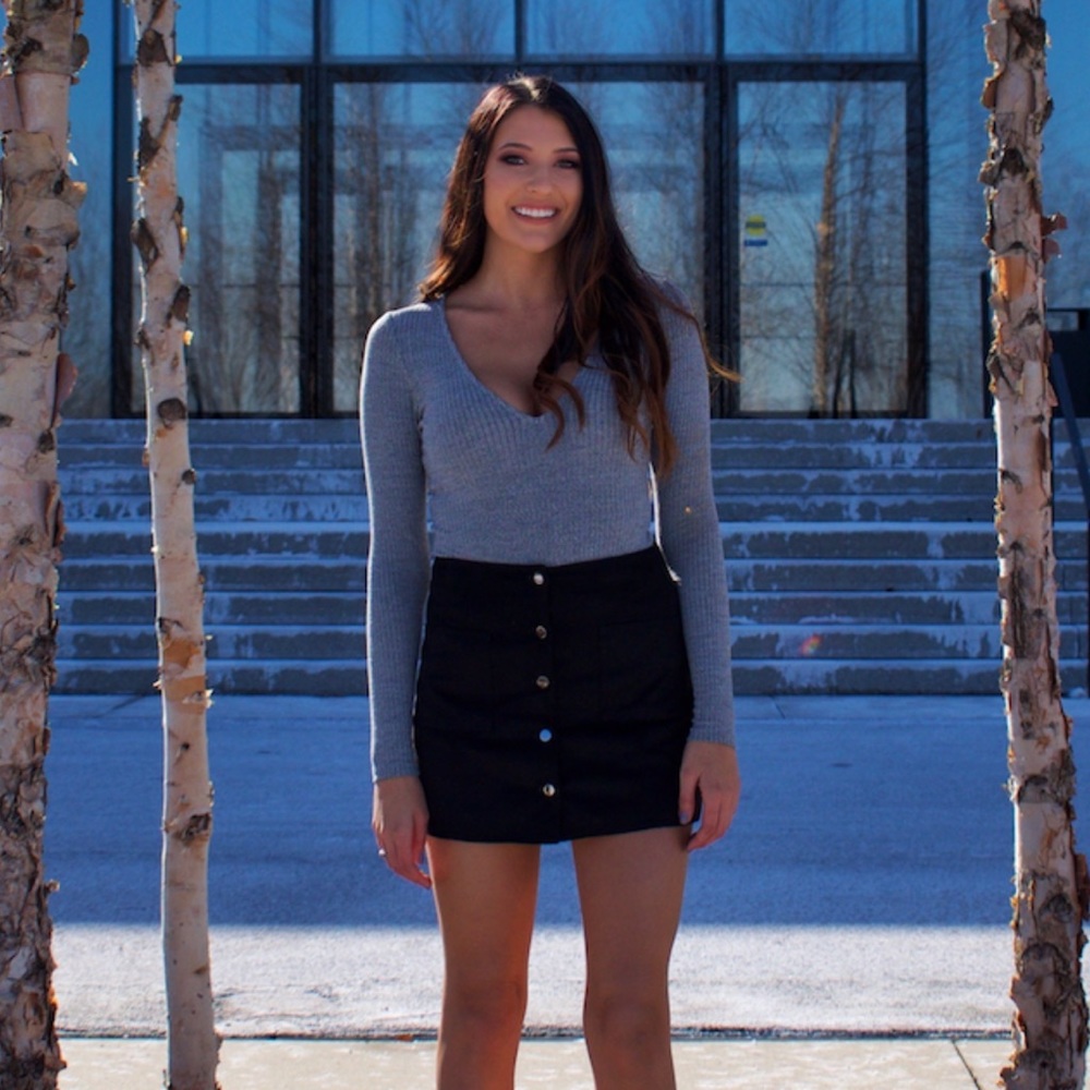 Grey Knit Long Sleeve Body Suit