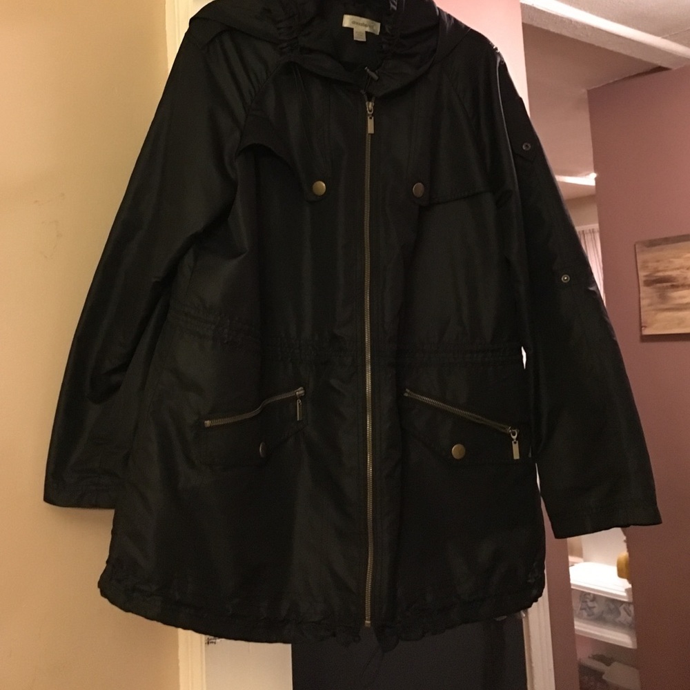 Black Cargo Style Windbreaker