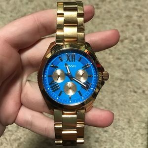 Rose gold, blue face Fossil Cecile Watch