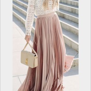 Pleated blush maxi skirt