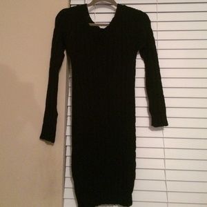 Black open knit sweater dress bodycon