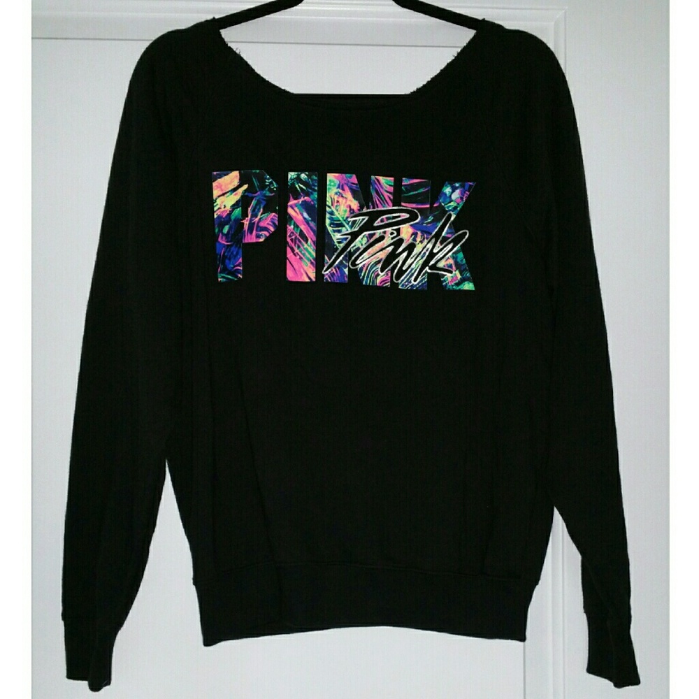 🔴SOLD🔴 VS PINK, Tropical Palms Sweatshirt - Picture 1 of 4