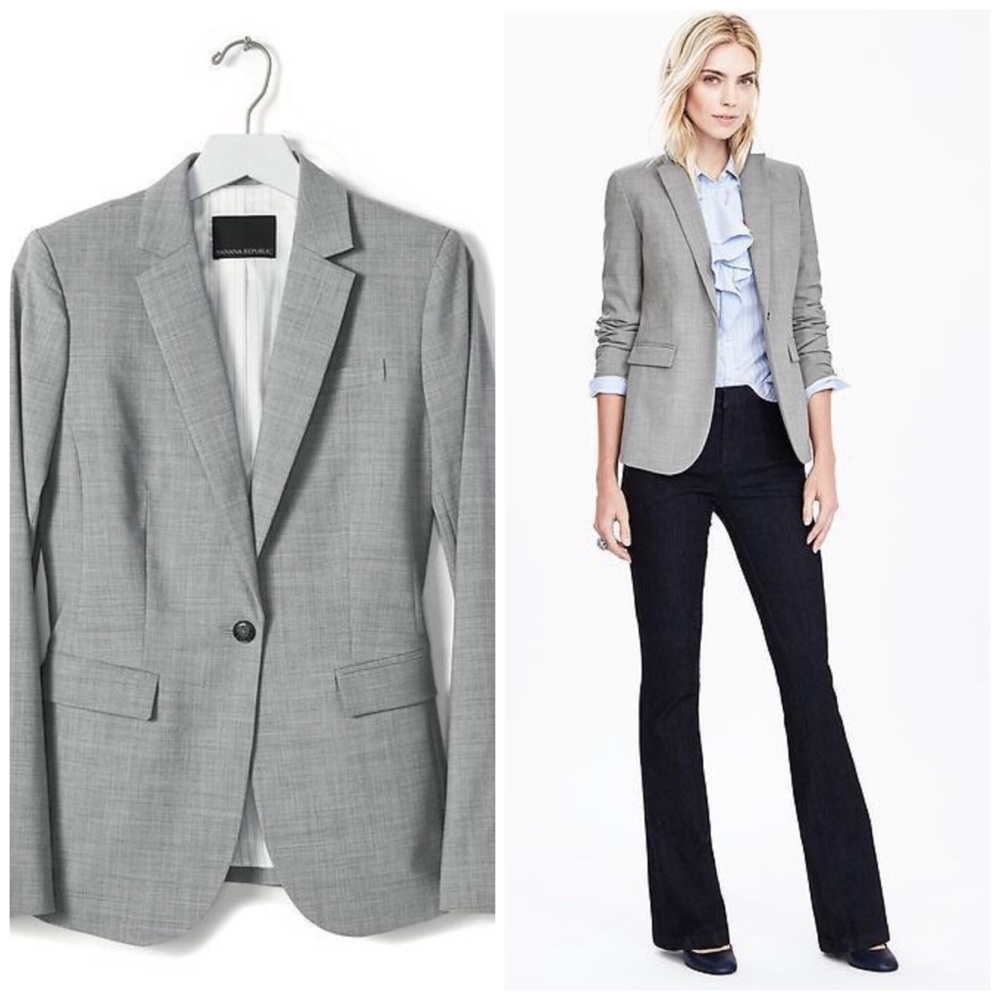 Banana Republic Light Weight Wool Gray Blazer - Picture 2 of 4