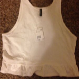 White H&M crop top with ruffled bottom