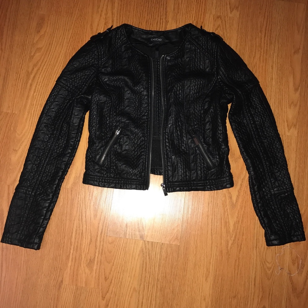‼️SOLD‼️Bebe black leather moto jacket 🦅🌸🌼