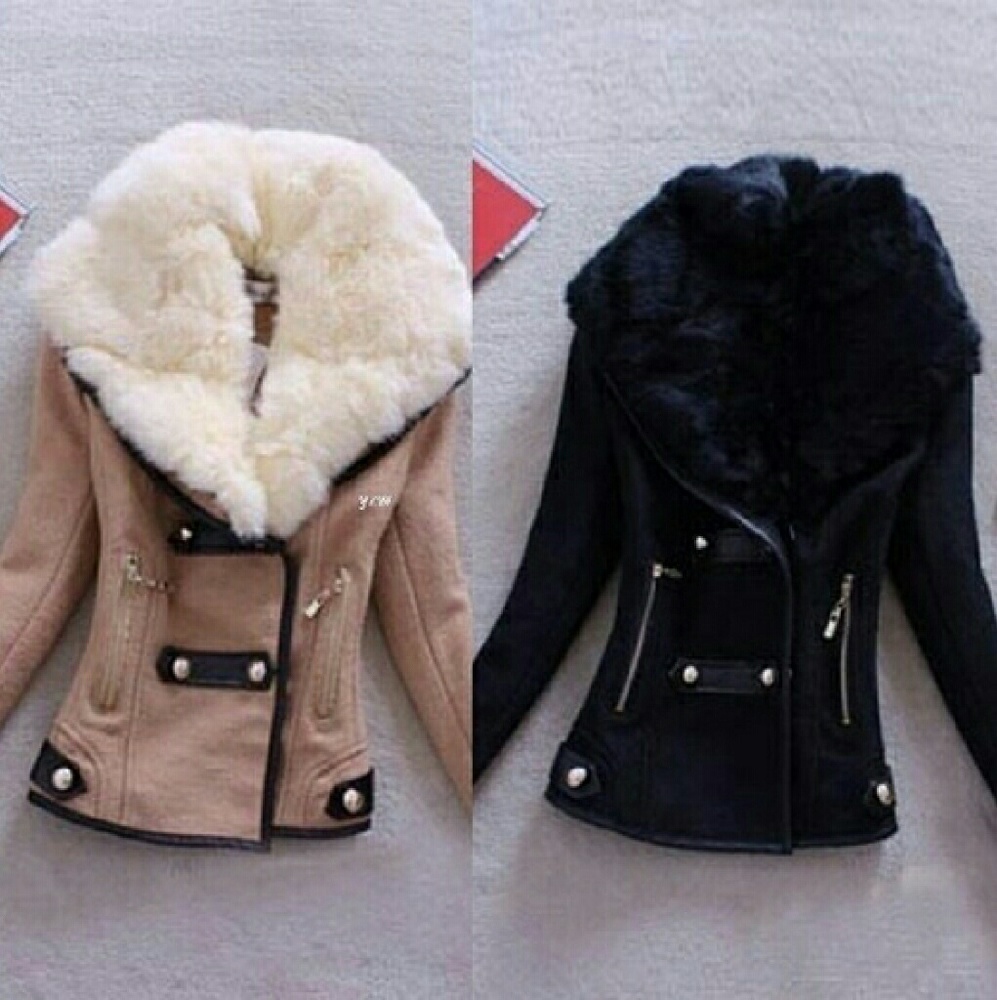 Womens Faux Fur Collar Jacket