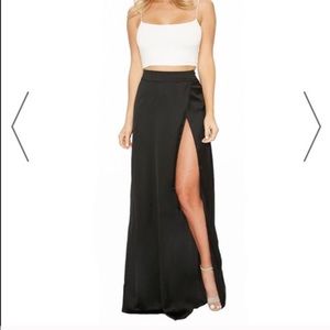 Naked Wardrobe Black Satin Maxi Skirt