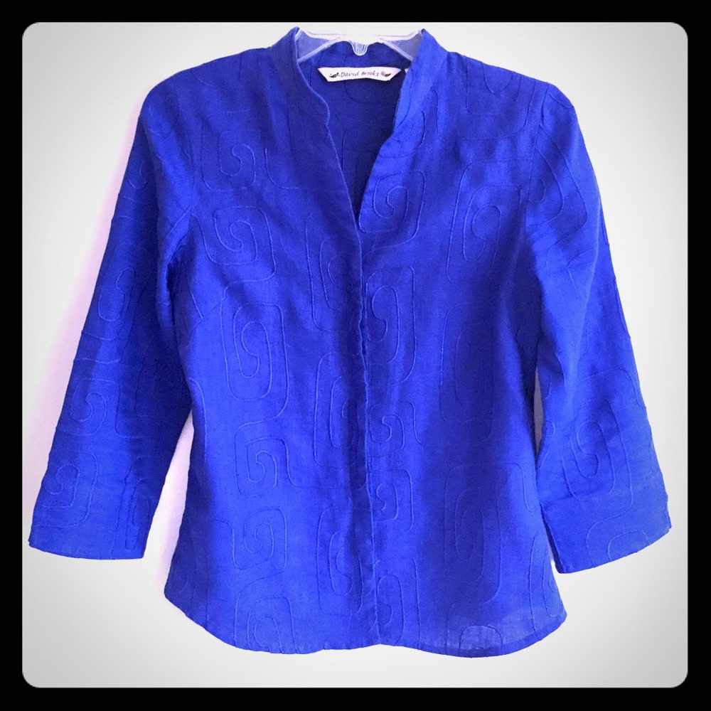 Royal blue linen Blouse/ jacket