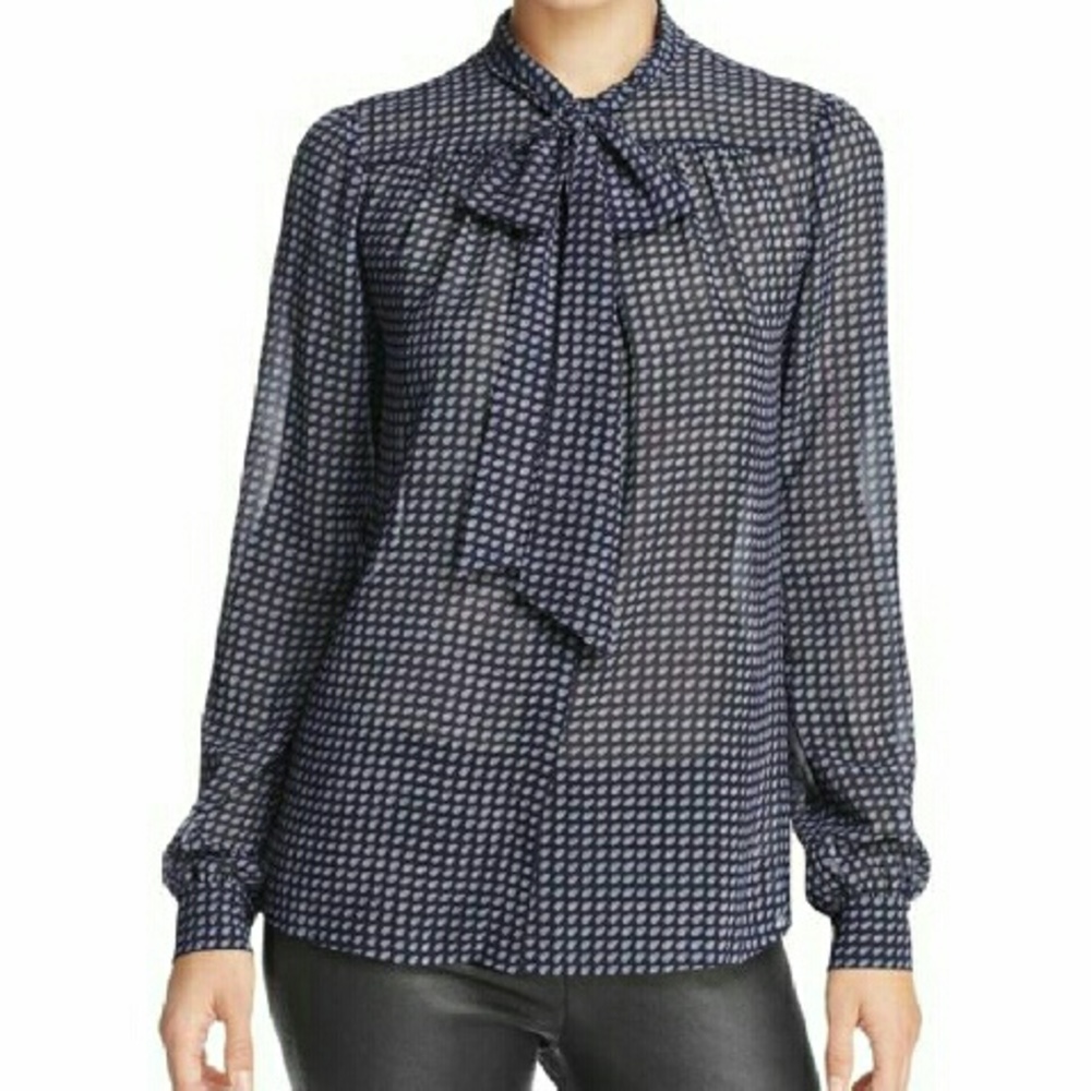 Michael Kors Long Sleeve Tie Neck Shirt