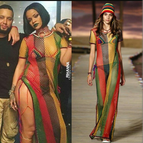 Rasta Colors of Africa side split knitted maxi - Picture 2 of 3
