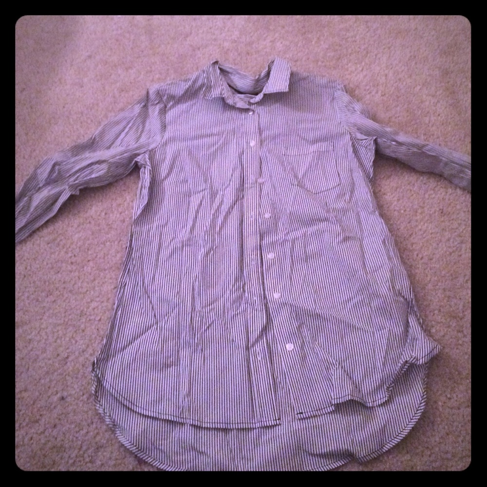 Button-Down Blouse - Fitted, Striped