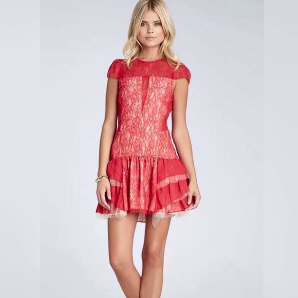 Coral lace BCBGeneration dress