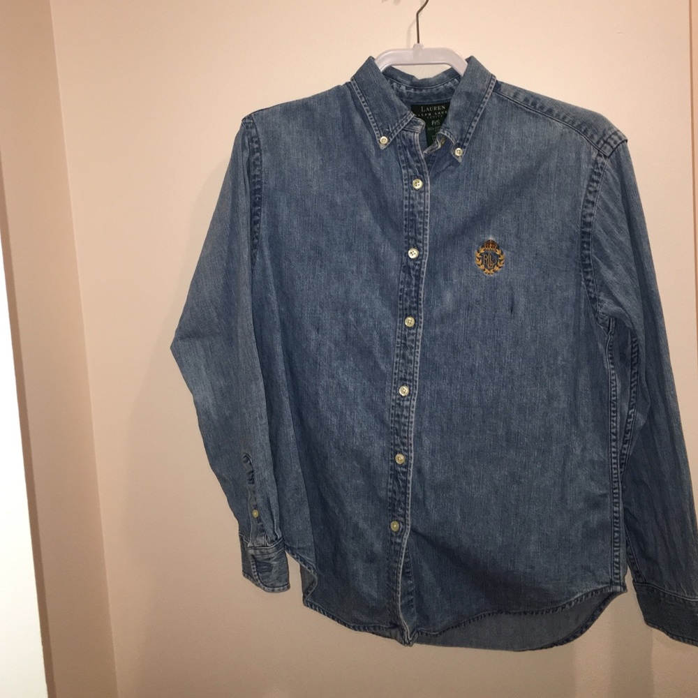 Womens jean button up shirt Ralph Lauren petite