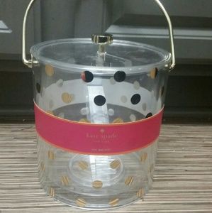 NWT Kate Spade Gold Polka-dot Ice Bucket w/ Tongs