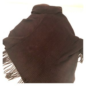 BCBG Brown Fringed Poncho