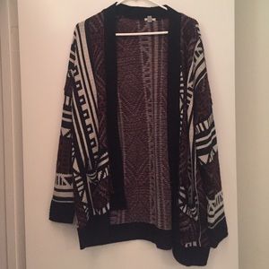TRIBAL PRINT OPEN SWEATER