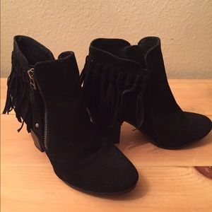 Breckelles black fringe booties, size 8