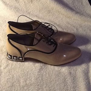 Miu miu new patent decor heel oxfords