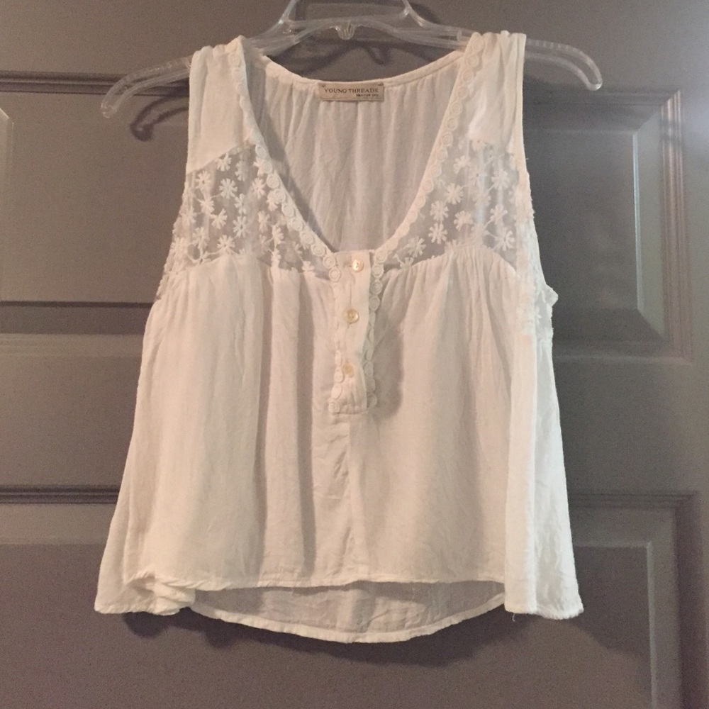 White flowy crop top
