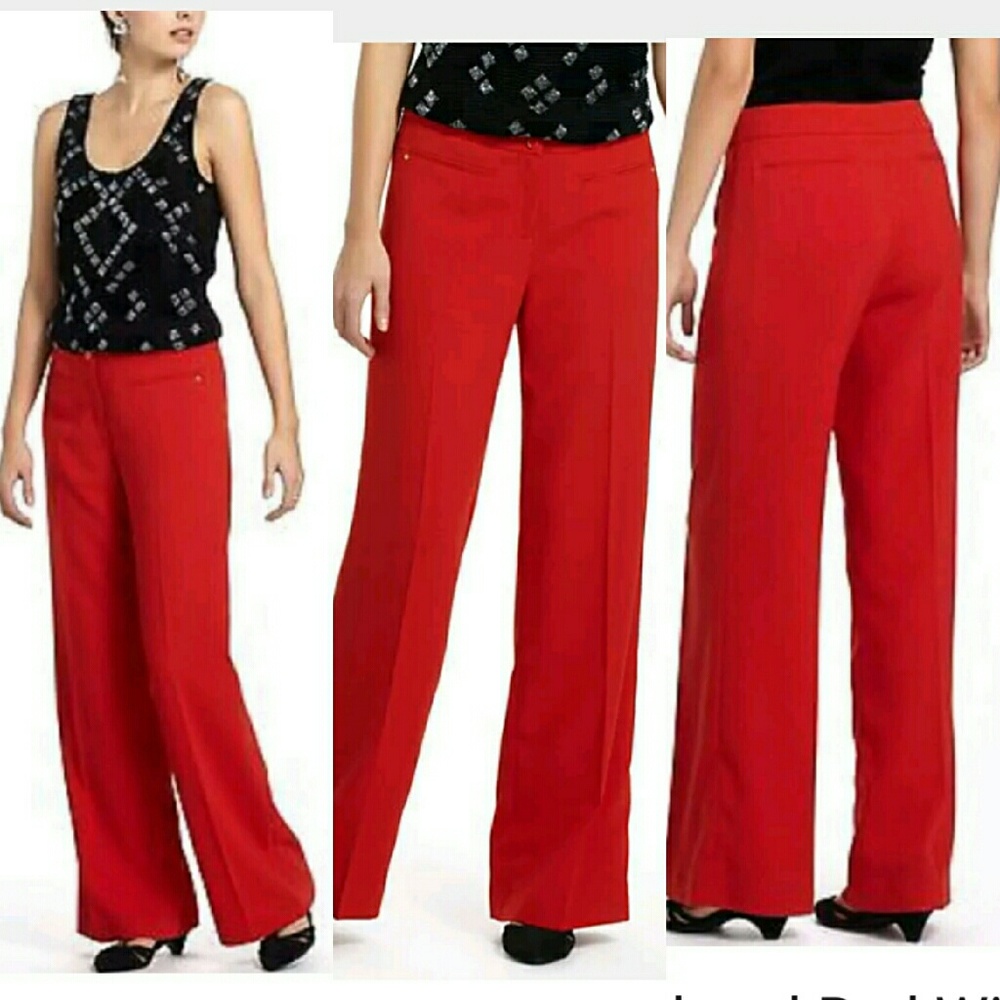Anthropologie Halyard Red Wide Leg Crepe Trouser