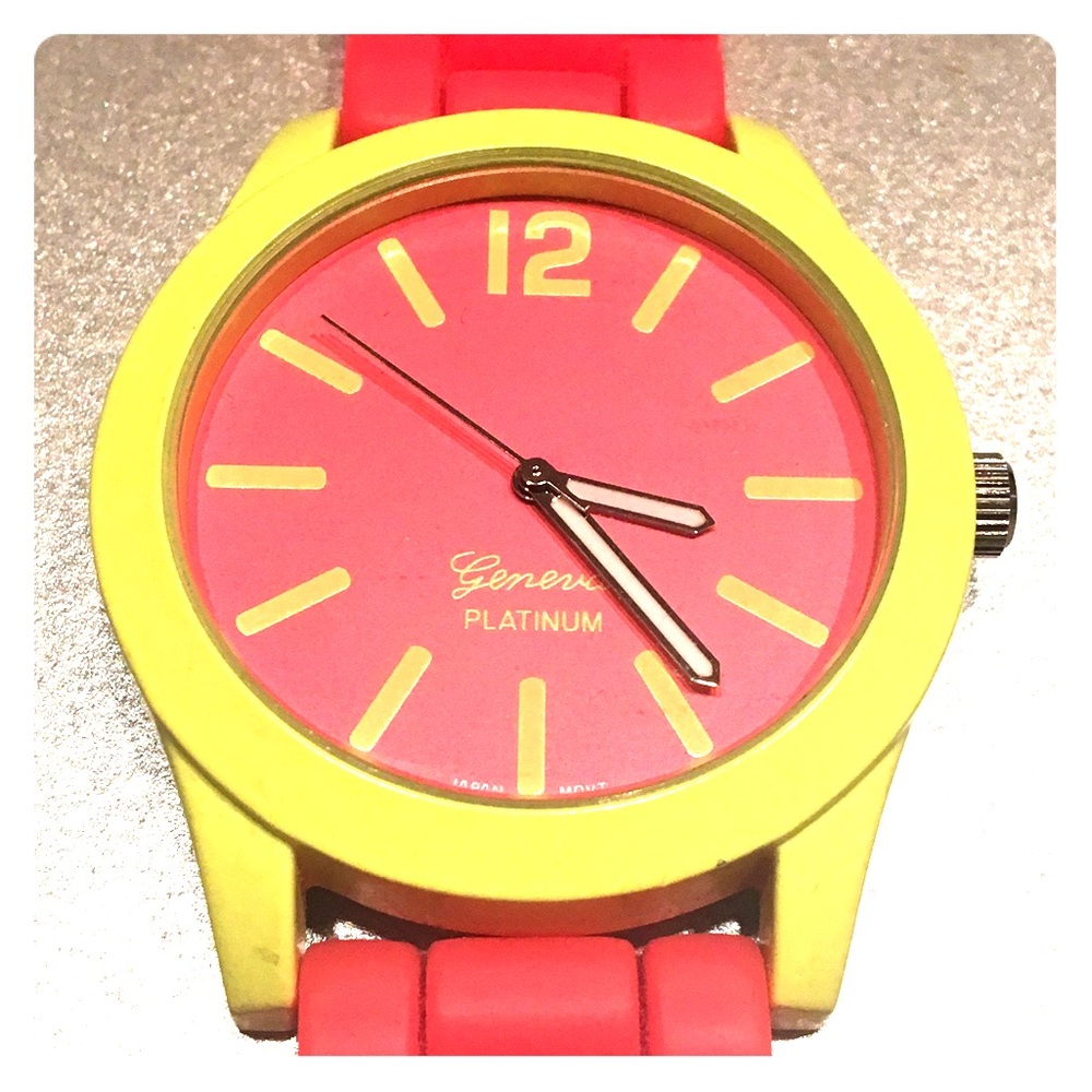 Neon Pink and Yellow Gel Watch