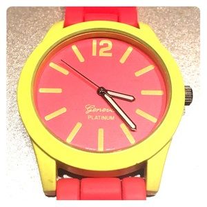 Neon Pink and Yellow Gel Watch